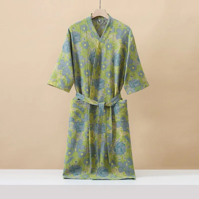 Kimono Mi-long Imprimé en Coton pour Femme