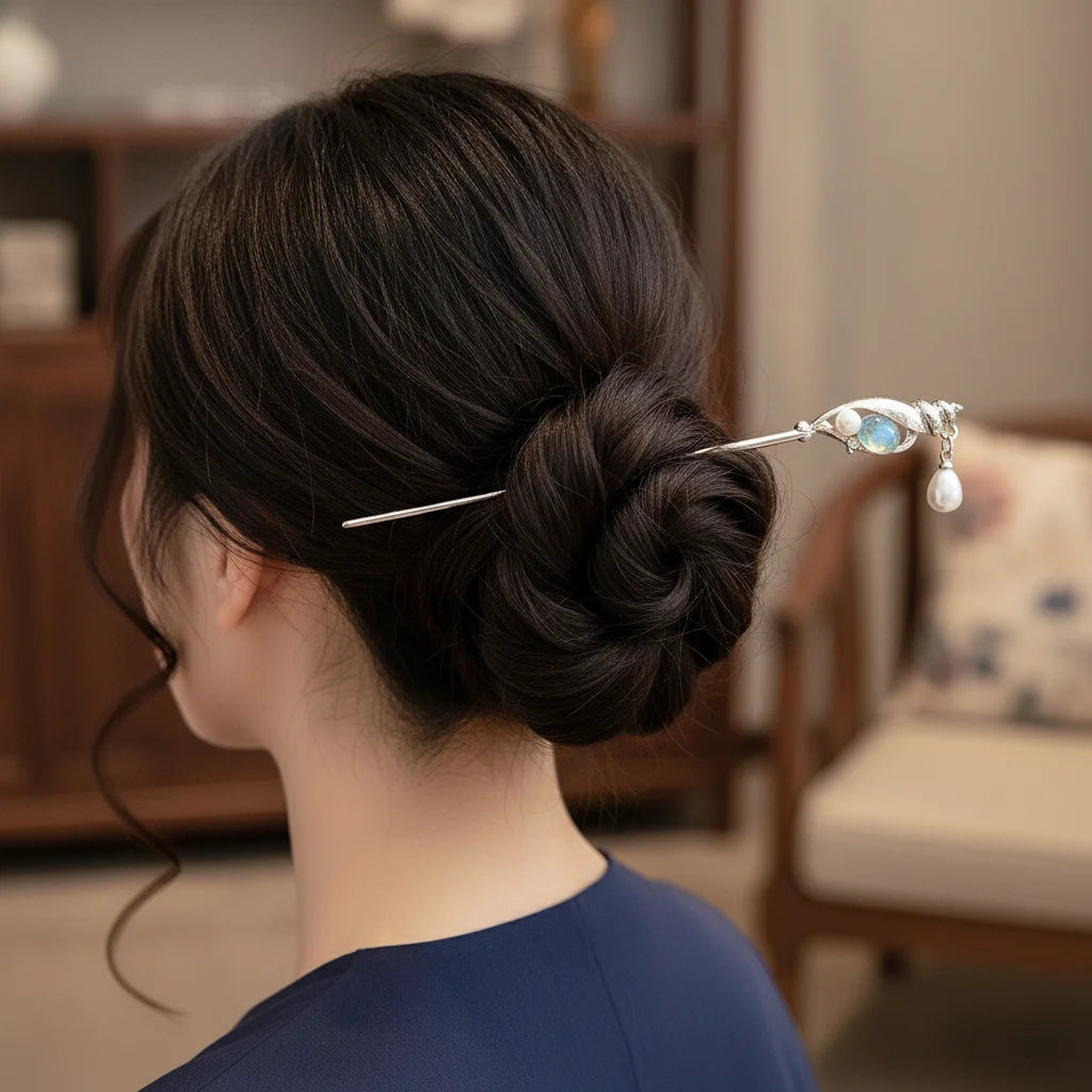 Baguette à Cheveux en Alliage Décorative - Style Géométrique & Perles