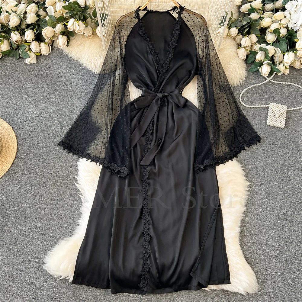 Kimono Mi-long en Satin pour Femme - Confort et Élégance