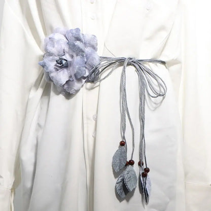 Ceinture Longue Femme Style Kimono avec Grande Fleur Décorative
