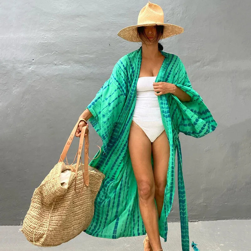 Kimono Long Femme Style Bohème- Motif Tie and Dye