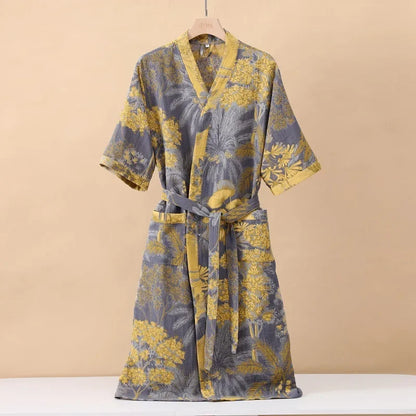 Kimono Mi-long Imprimé en Coton pour Femme