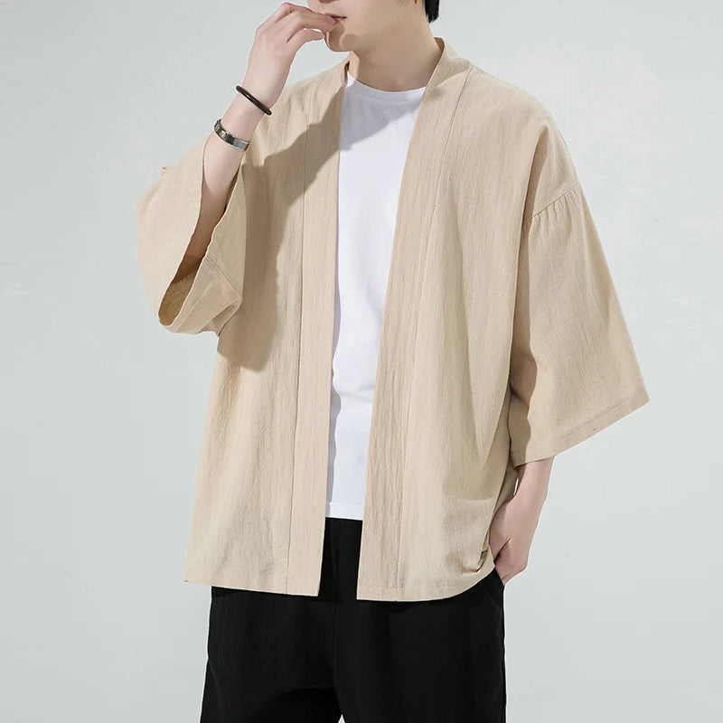 Cardigan Kimono Homme en Coton - Style Traditionnel Asiatique
