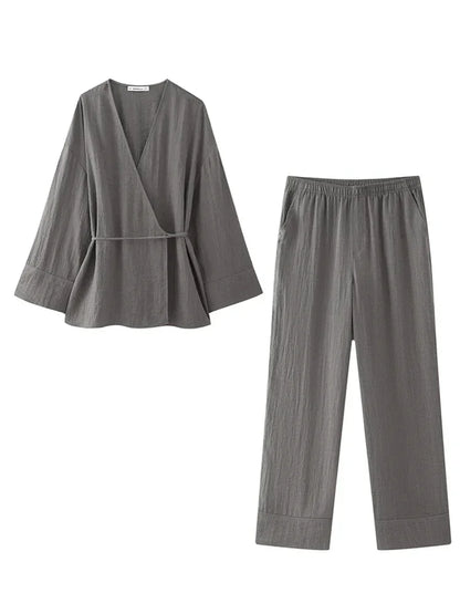 Ensemble Kimono et Pantalon Casual pour Femme
