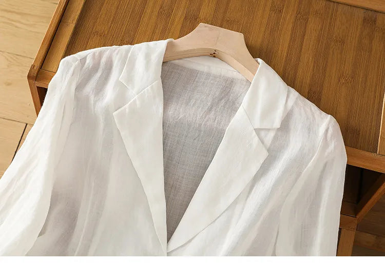 Blazer Femme Uni à Manches Courtes - Style Décontracté