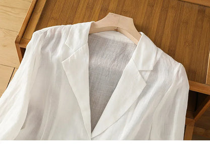 Blazer Femme Uni à Manches Courtes - Style Décontracté