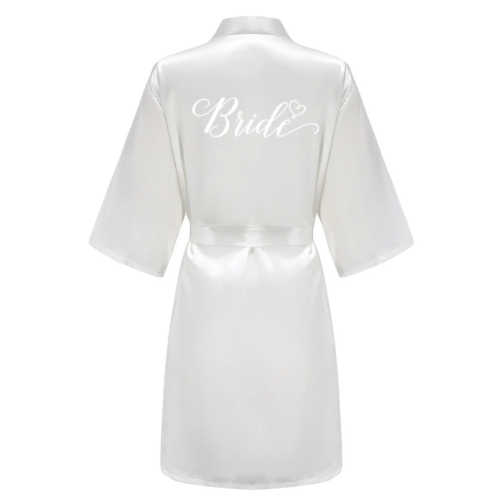 Kimono Mi-long Mariée en Satin Élégant - blanc ou vert