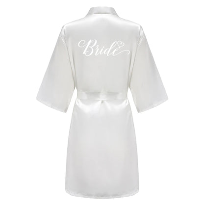 Kimono Mi-long Mariée en Satin Élégant - blanc ou vert