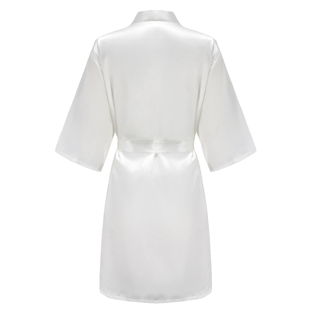Kimono Mi-long Mariée en Satin Élégant - blanc ou vert
