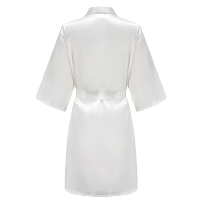 Kimono Mi-long Mariée en Satin Élégant - blanc ou vert