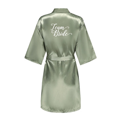 Kimono Mi-long Mariée en Satin Élégant - blanc ou vert