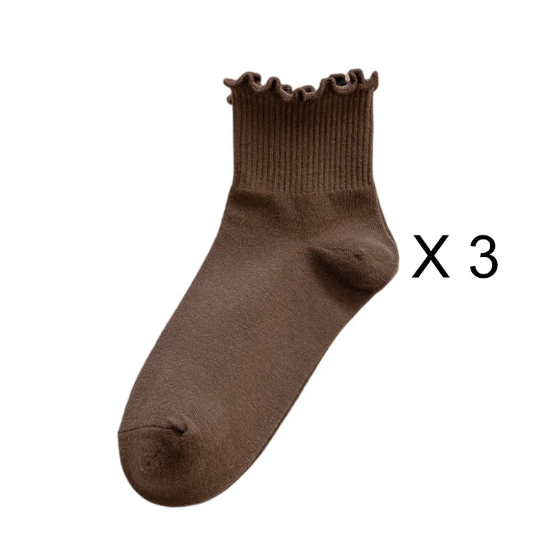 Lot de 3 Paires de Chaussettes Femme Coton Style Japonais - Confortables et Casual