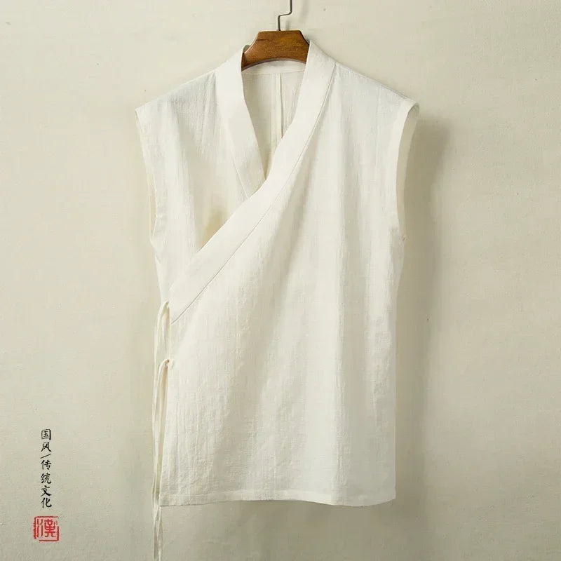 Kimono Court Homme Casual d'Été en Coton Respirant
