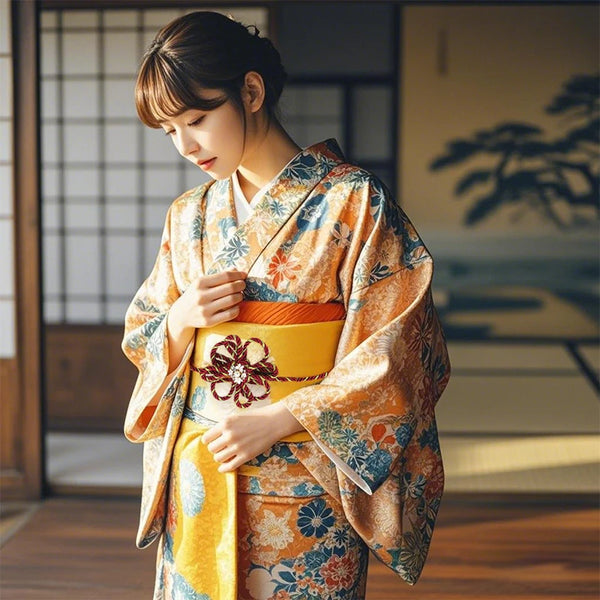 Ceinture Corde Fleurie Style Kimono pour Femme - Accessoire de Mode