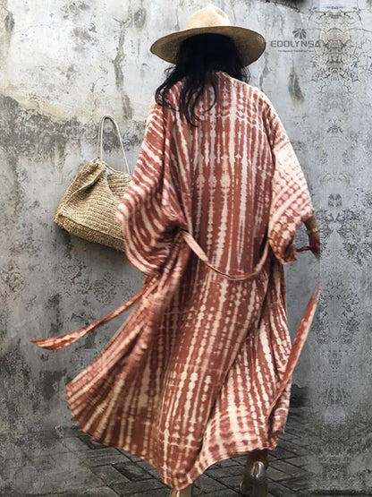 Kimono Long Bohème Imprimé Femme