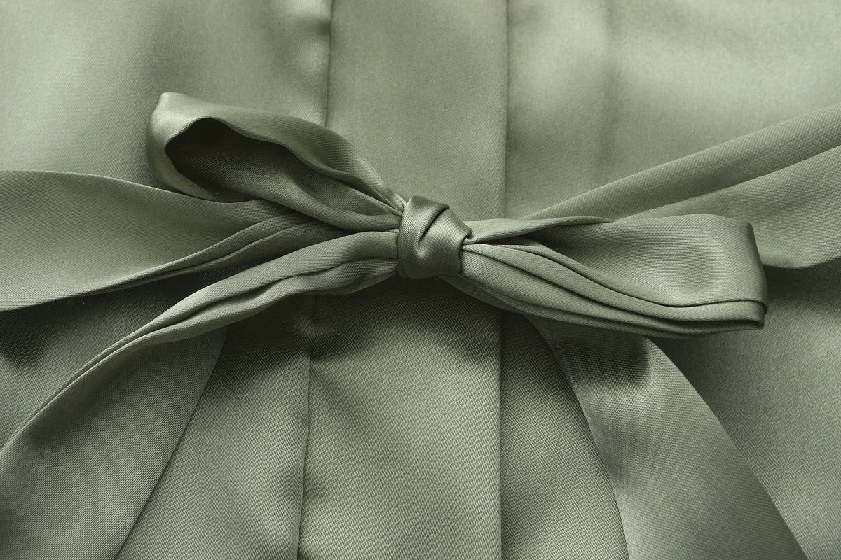 Kimono Mi-long Mariée en Satin Élégant - blanc ou vert