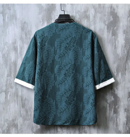 T-Shirt Kimono Homme Court Style Décontracté Imprimé