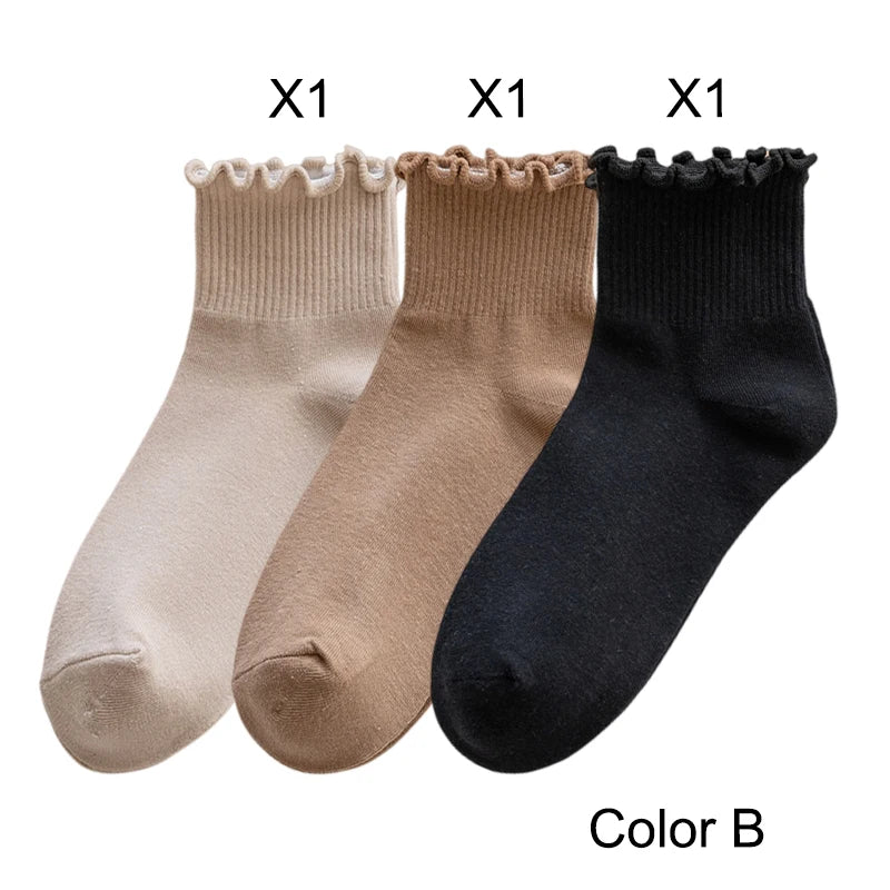 Lot de 3 Paires de Chaussettes Femme Coton Style Japonais - Confortables et Casual