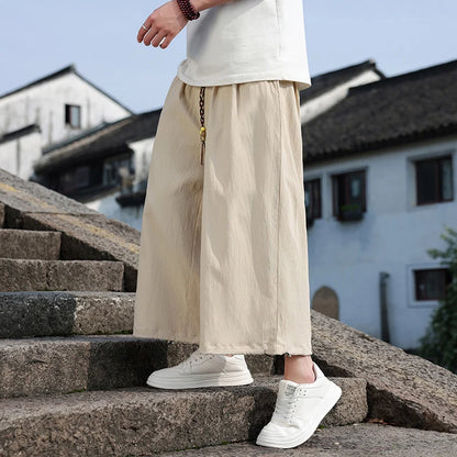 Pantalon Homme Casual Large à Taille Élastique - Confort d'Été