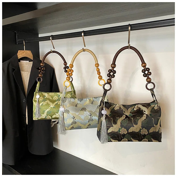 Sac Perle en Bois - Noir, Bleu, Vert