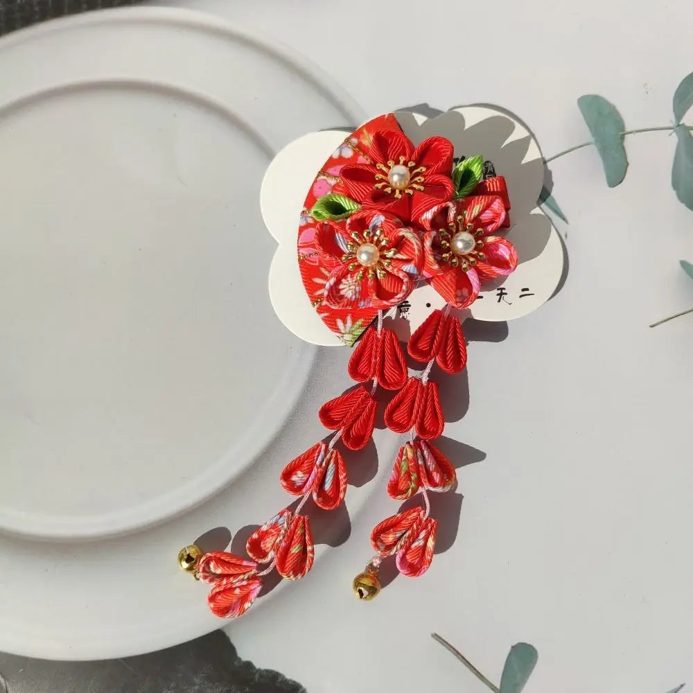 Pince à Cheveux "Eventail Fleur" Style Japonais Antique pour Femme