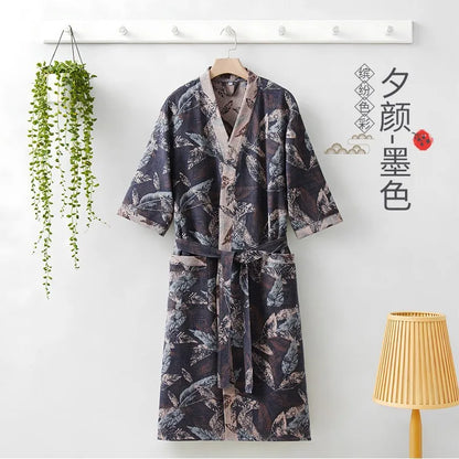 Kimono Mi-long Imprimé en Coton pour Femme