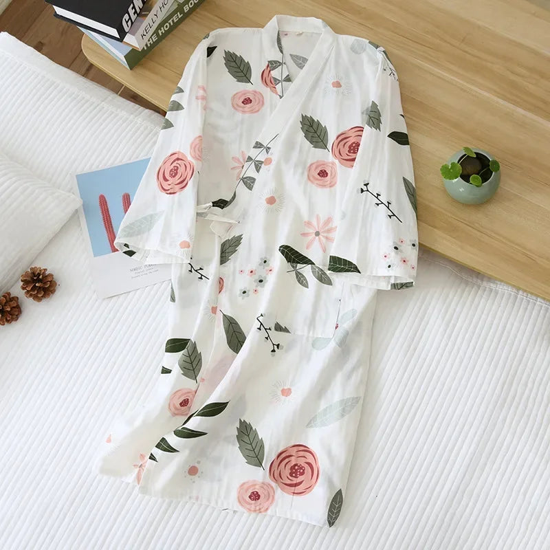 Kimono Chemise de Nuit en Coton pour Femme - Confort & Style