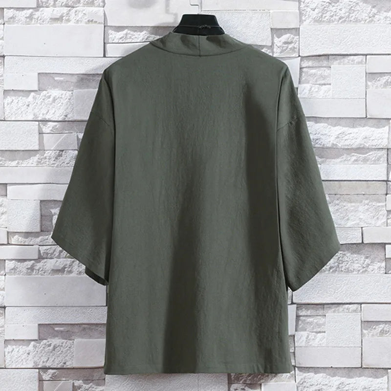 Kimono Court Mixte en Coton et Lin
