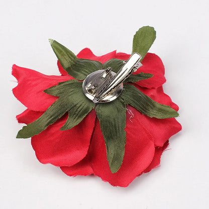 Pince à Cheveux Fleur Rose Satinée pour Femme - Accessoire Élégant