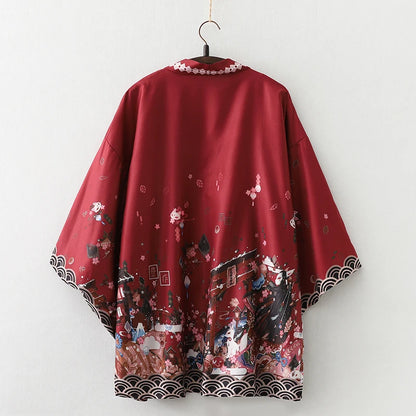 Kimono Court Léger Motif Japonais - Style Asiatique