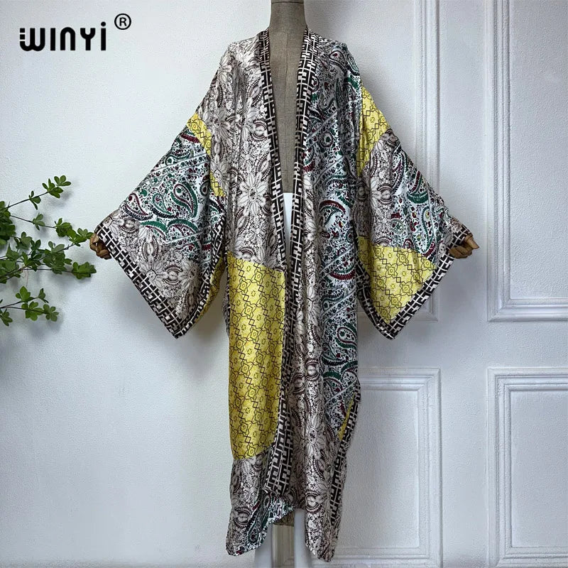 Kimono Long Bohème Imprimé Femme - Style Léger d'Été