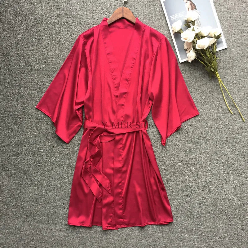 Kimono Mi-long en Satin pour Femme - Style Élégant et Léger
