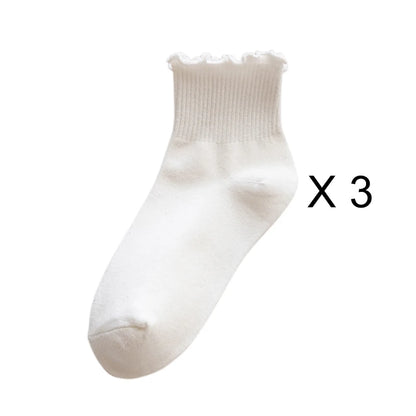 Lot de 3 Paires de Chaussettes Femme Coton Style Japonais - Confortables et Casual