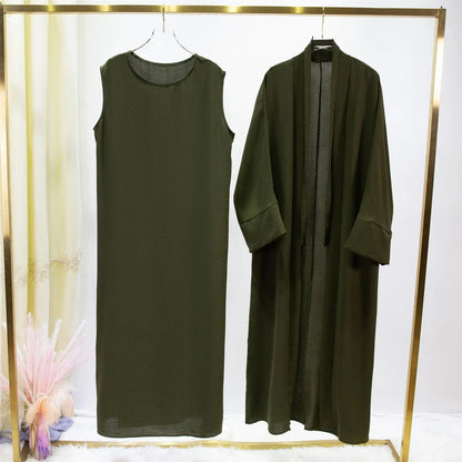 Ensemble Robe et Kimono Abaya Long Femme - Style Décontracté et Confortable