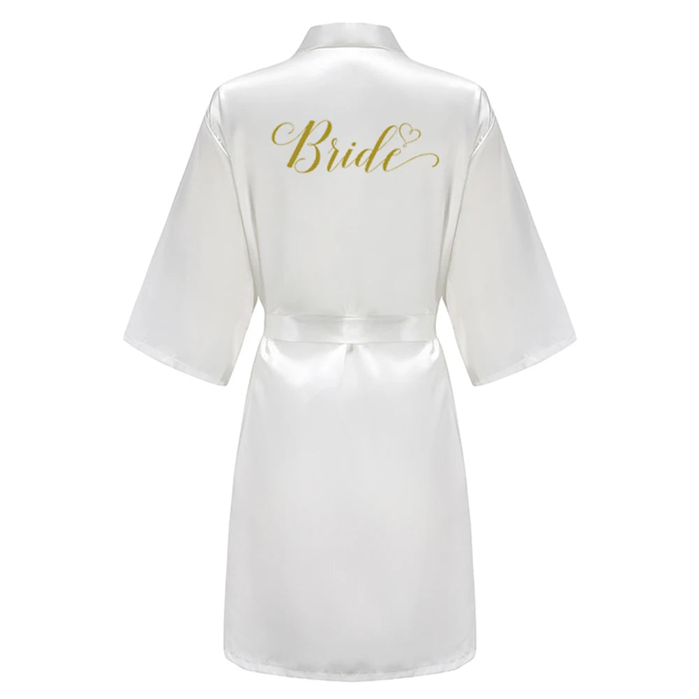 Kimono Mi-long Mariée en Satin Élégant - blanc ou vert