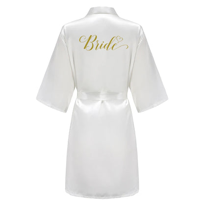 Kimono Mi-long Mariée en Satin Élégant - blanc ou vert