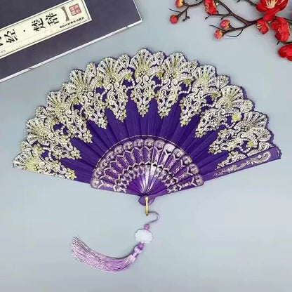 Éventail Pliant Vintage avec LED - Idéal pour Soirées et Spectacles