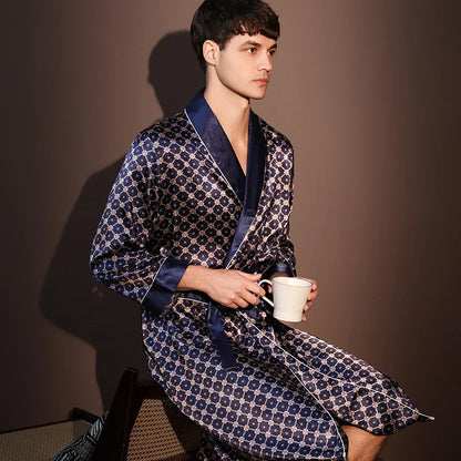 Kimono Mi-long Homme en Satin Imprimé - Confort & Style