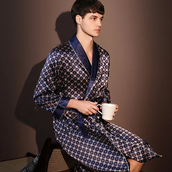 Kimono Mi-long Homme en Satin Imprimé - Confort & Style