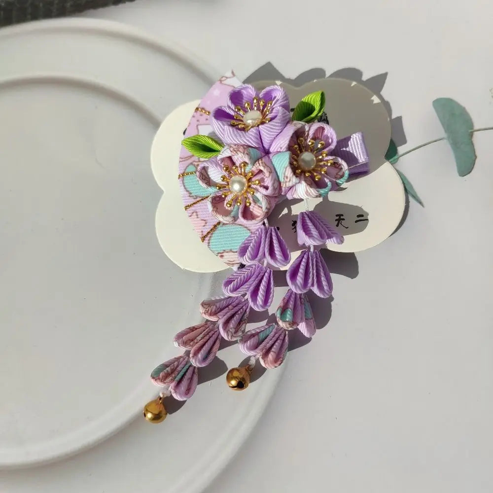 Pince à Cheveux "Eventail Fleur" Style Japonais Antique pour Femme