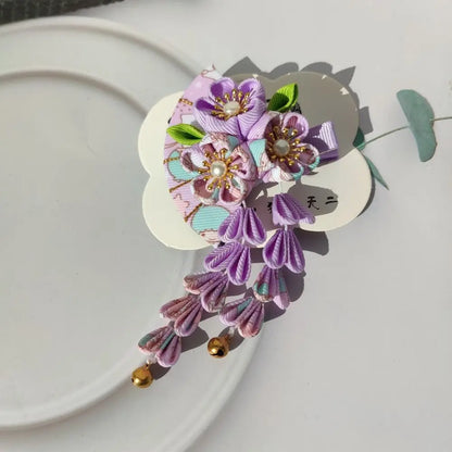 Pince à Cheveux "Eventail Fleur" Style Japonais Antique pour Femme