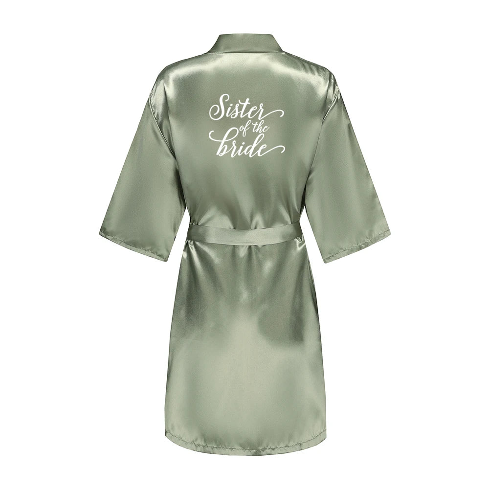 Kimono Mi-long Mariée en Satin Élégant - blanc ou vert