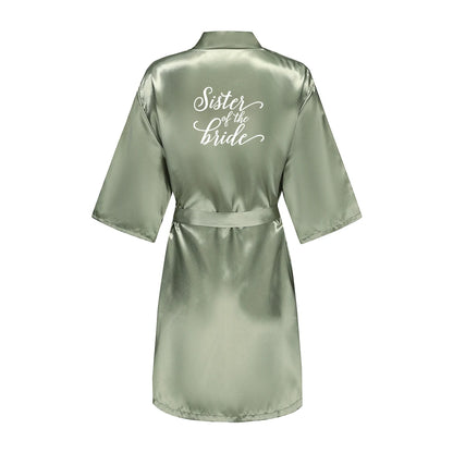 Kimono Mi-long Mariée en Satin Élégant - blanc ou vert