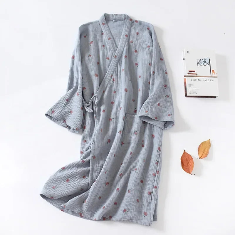 Kimono Mi-long Fleuri Femme en Coton - Confort & Style