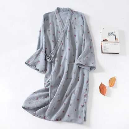 Kimono Mi-long Fleuri Femme en Coton - Confort & Style