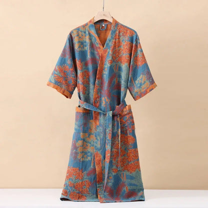 Kimono Mi-long Imprimé en Coton pour Femme