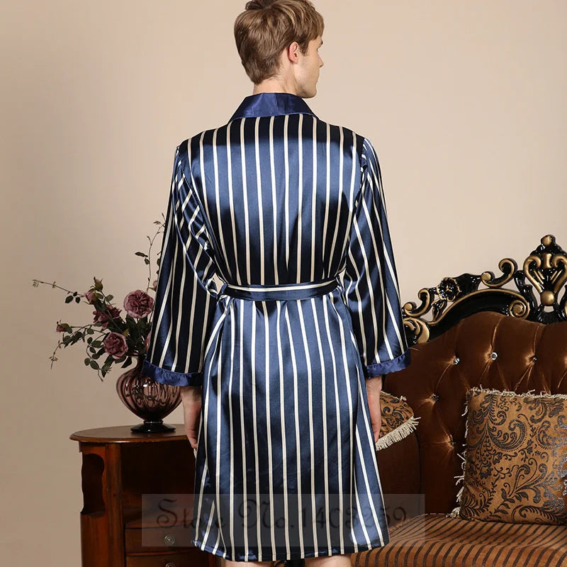 Kimono Mi-long Homme en Satin Doux et Confortable