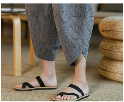 Pantalon Harem Homme en Coton et Lin - Style Chinois Traditionnel