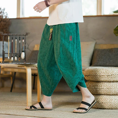 Pantalon Harem Homme en Coton et Lin - Style Chinois Traditionnel