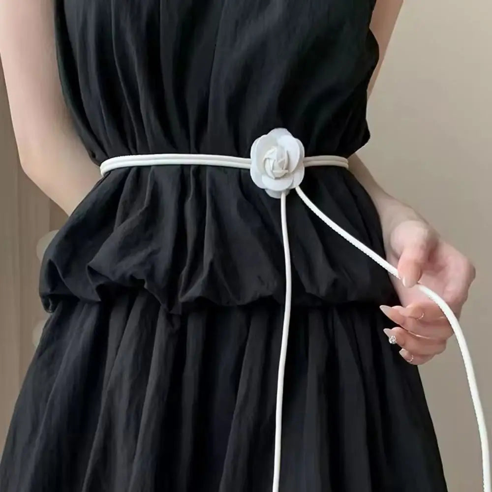 Ceinture Fine Style Kimono en Faux Cuir pour Femme